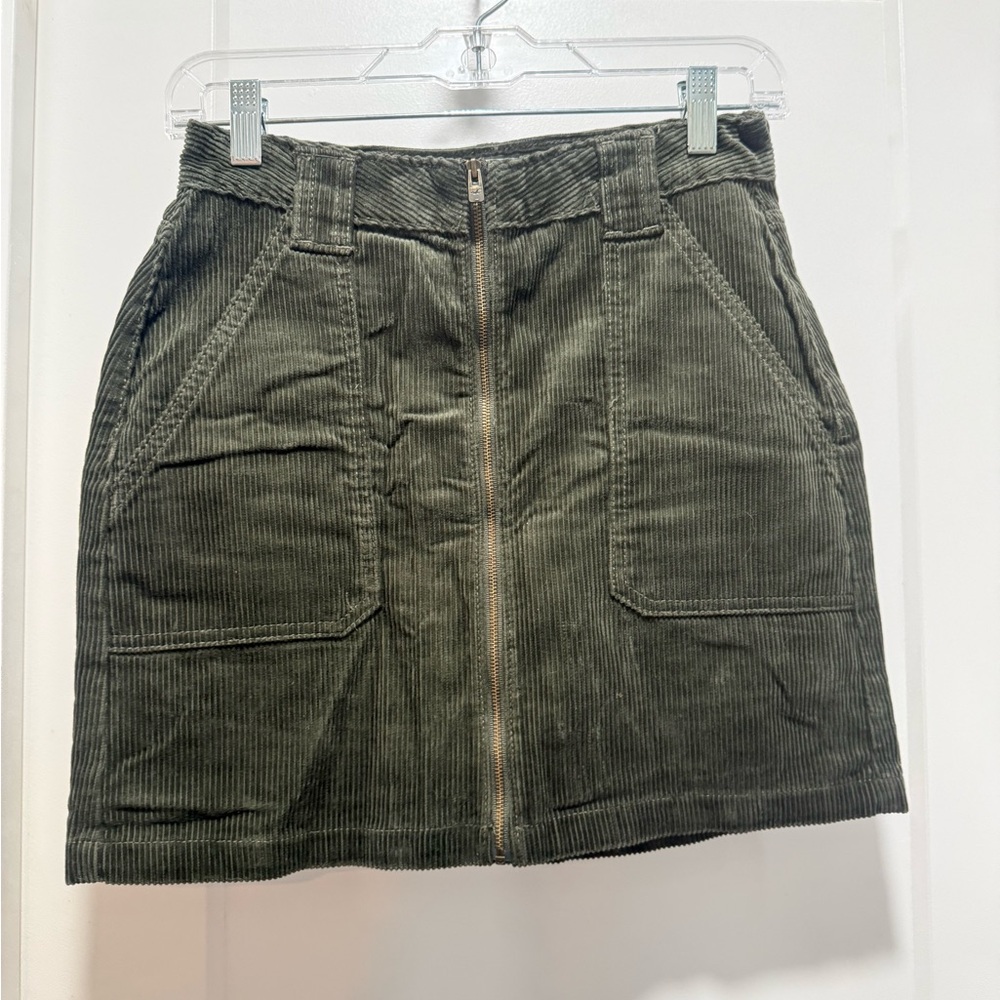 Hollister Dark Green Corduroy Mini Skirt